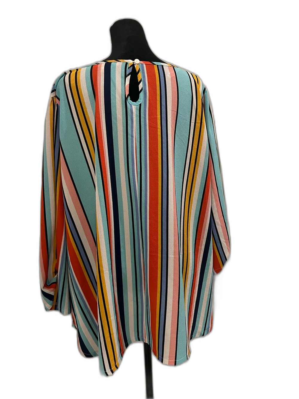 Sunny Leigh 3X Multicolor Striped Tunic Top Blouse 3/4 Sleeve